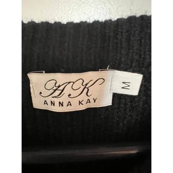 ANNA KAY Women's Pearl Bead Pullover Black Padded shoulders Sweater M casual - Picture 4 of 6